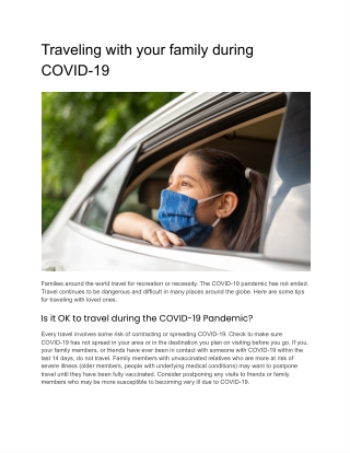 Traveling with your family during COVID-19