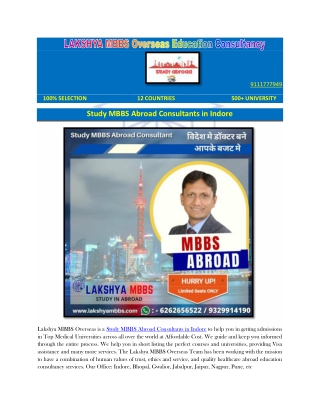 Best Consultant for MBBS Abroad in Indore