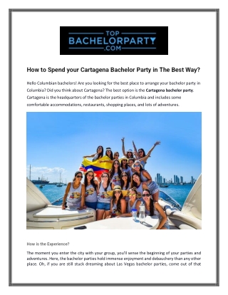 How to Spend your Cartagena Bachelor Party in The Best Way