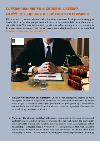 Considering Hiring A Criminal Defense Lawyer? Here Are A Few Facts To Consider