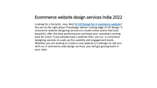 Ecommerce website design services India 2022