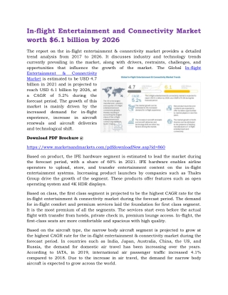 In-flight Entertainment and Connectivity Market worth $6.1 billion by 2026