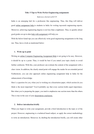 5 Tips to Write Perfect Engineering assignments