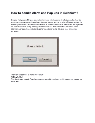 How to handle Alerts and Pop-ups in Selenium