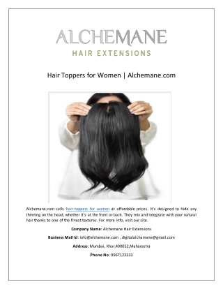 Hair Toppers for Women | Alchemane.com