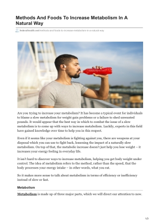 Methods And Foods To Increase Metabolism In A Natural Way