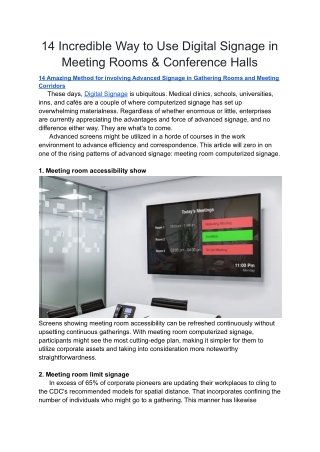 14 Incredible Way to Use Digital Signage in Meeting Rooms & Conference Halls