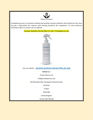 Cosmetic Aesthetics Dermal Fillers For Sale | Privatepharma.com
