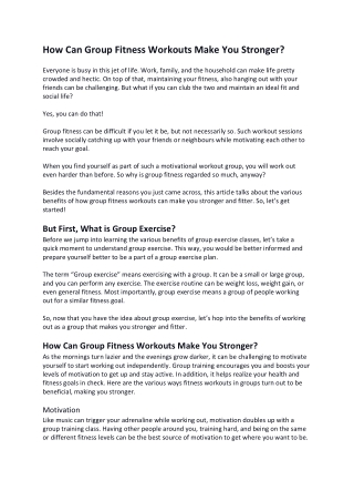 How Can Group Fitness Workouts Make You Stronger