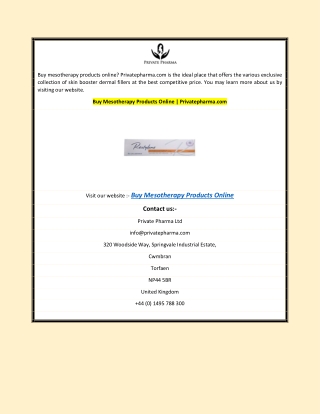 Buy Mesotherapy Products Online | Privatepharma.com