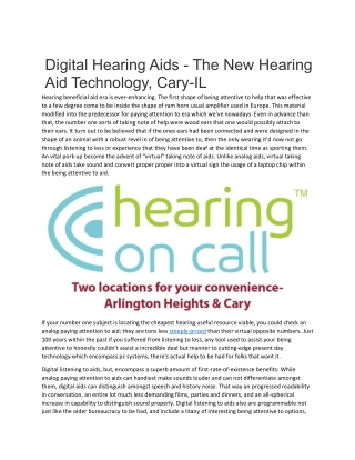 Digital Hearing Aids - The New Hearing Aid Technology, Cary-IL