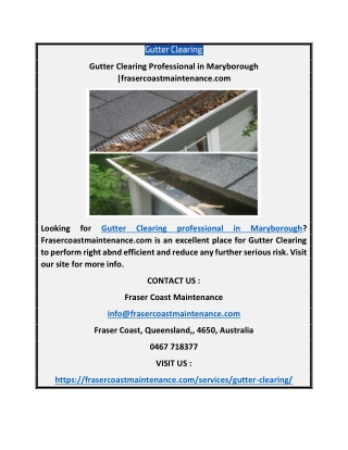 Gutter Clearing Professional in Maryborough |frasercoastmaintenance.com