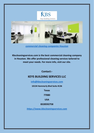 Commercial Cleaning Companies Houston | Kbscleaningservices.com