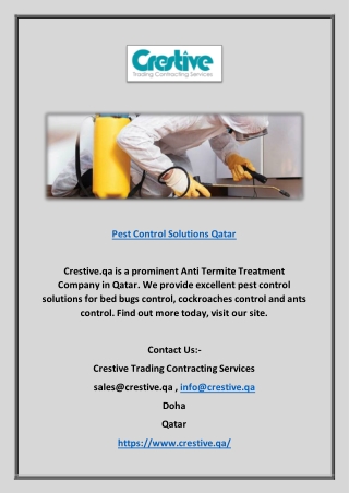 Pest Control Solutions Qatar | Crestive.qa