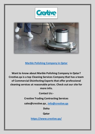 Marble Polishing Company in Qatar | Crestive.qa
