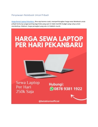 Harga Sewa Laptop Per Hari Pekanbaru, WA 0878 9381 1922