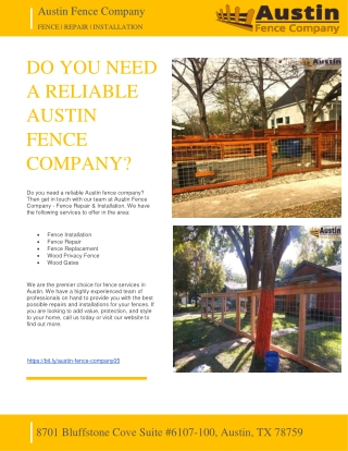 DO YOU NEED A RELIABLE AUSTIN FENCE COMPANY - AUSTIN FENCE COMPANY