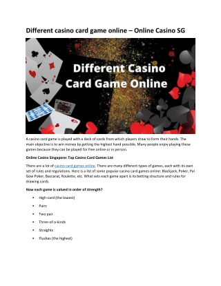Different casino card game online