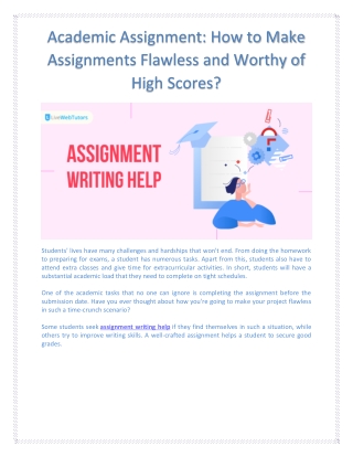 Academic Assignment- How To Make Assignments Flawless And Worthy Of High Scores