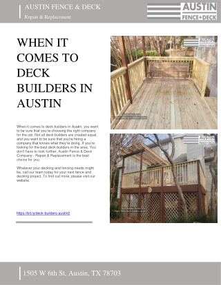 WHEN IT COMES TO DECK BUILDERS IN AUSTIN - AUSTIN FENCE AND DECK