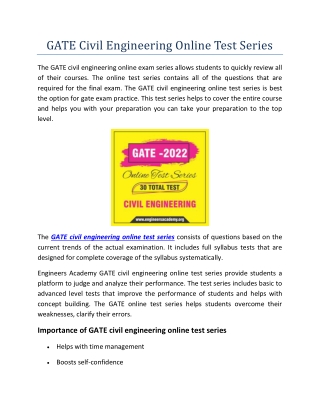 GATE Civil Engineering Online Test Series