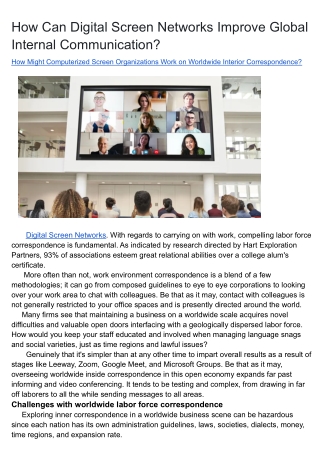 How Can Digital Screen Networks Improve Global Internal Communication