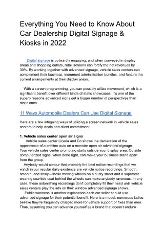 Everything You Need to Know About Car Dealership Digital Signage & Kiosks in 2022