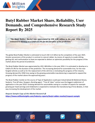 Butyl Rubber Market Dynamics and Competitive Landscape By 2025