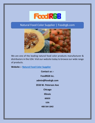 Natural Food Color Supplier | Foodrgb.com