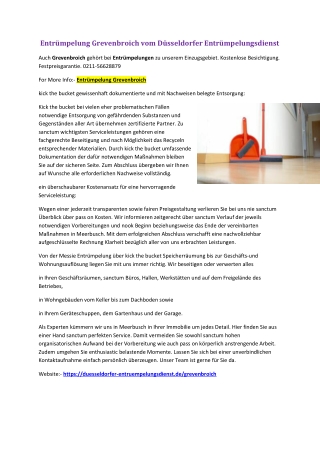 Entrümpelung Grevenbroich vom Düsseldorfer Entrümpelungsdienst