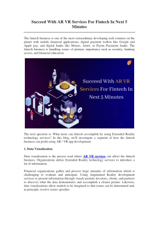 Succeed With AR VR Services For Fintech In Next 5 Minutes