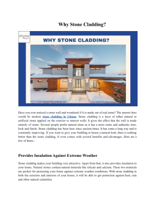 Why Stone Cladding?