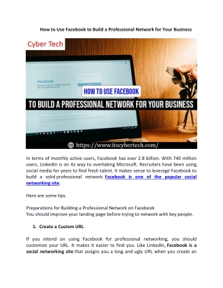 How to Use Facebook to Build a Professional Network for Your Business