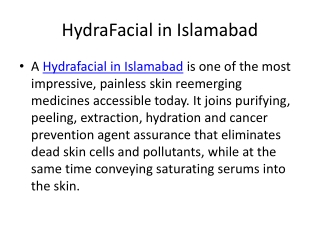 HydraFacial in Islamabad