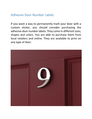 Adhesive Door Number Labels