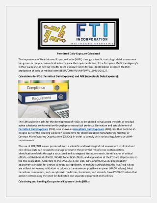 Best Permitted daily exposure- FTI Incorporation