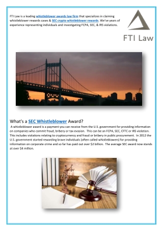 Whistleblower awards law firm - FTI Law