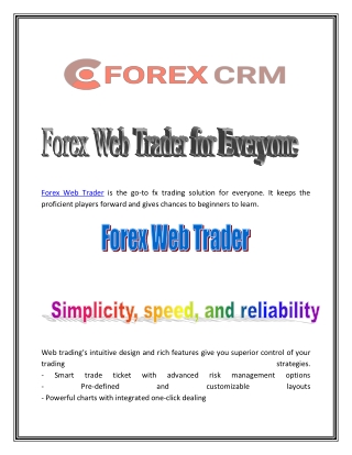 Forex Web Trader for Everyone