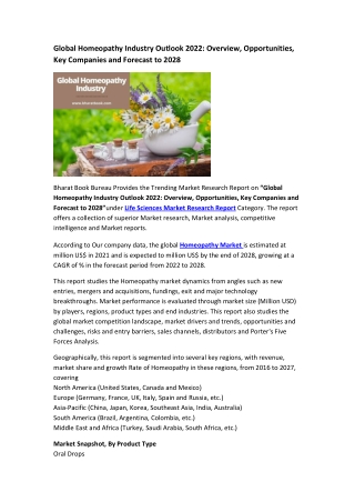 Global Homeopathy Market Research Report 2022-2028