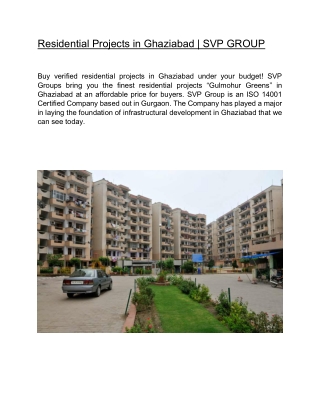 Residential Projects in Ghaziabad | SVP GROUP