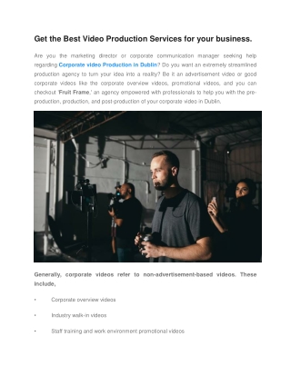 Get the Best Video Production Services for your business