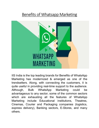 Benefits of Whatsapp Marketing