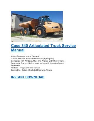 Case 340 Articulated Truck Service Manual