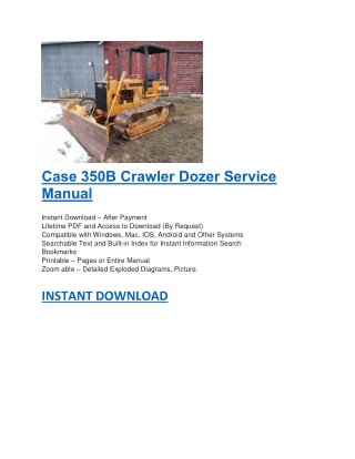 Case 350B Crawler Dozer Service Manual