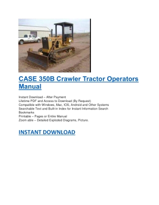 CASE 350B Crawler Tractor Operators Manual