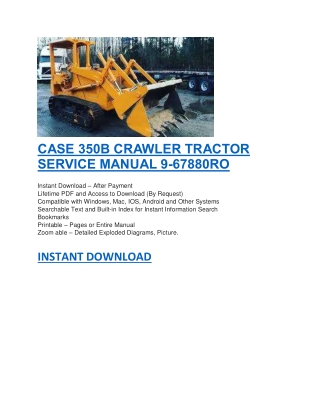 CASE 350B CRAWLER TRACTOR SERVICE MANUAL 9-67880RO