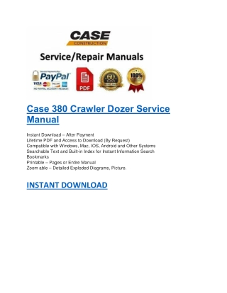 Case 380 Crawler Dozer Service Manual