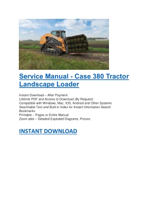 Service Manual - Case 380 Tractor Landscape Loader