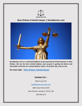 New Orleans Criminal Lawyer | Haroldweiser.com