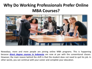 What Drives Working Professionals to Pursue an Online MBA